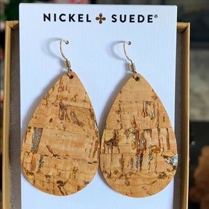 Nickel & Suede Small silver cork earrings